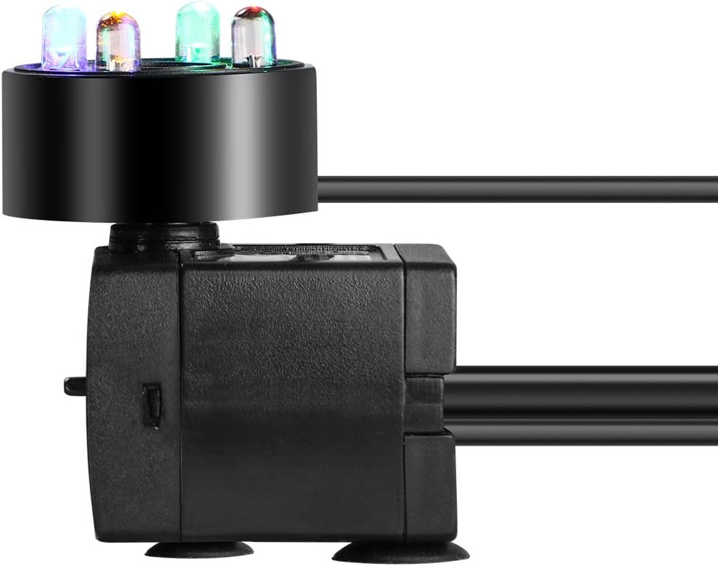 Water Fountain Pump with 4 LED Light Super Silent Small Submersible Water Pump (180L/H 3.5W) 50GPH for Fish Tank, Aquarium