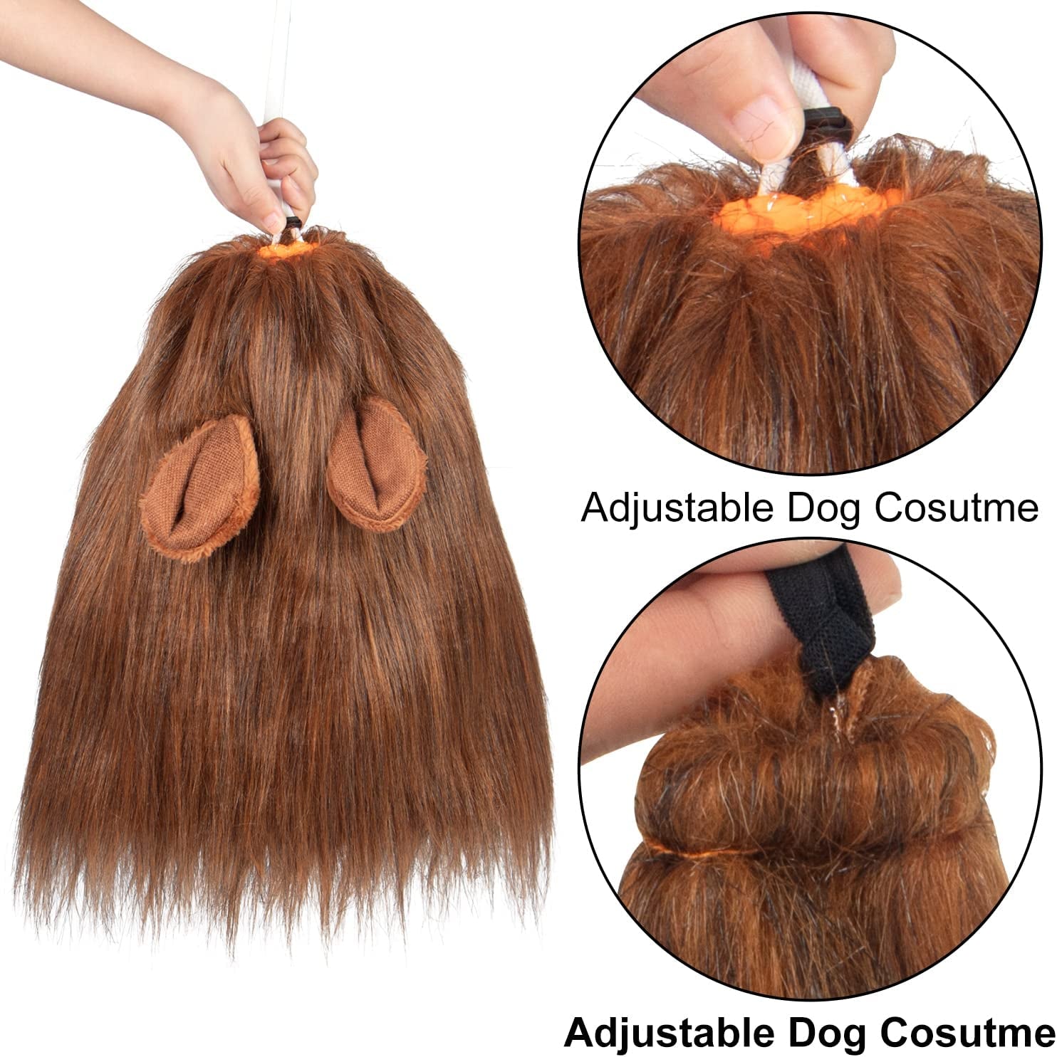 Lion Mane for Dog Costumes, Realistic Wig for Medium to Large Sized Dogs, Halloween Costumes (Dark Brown)