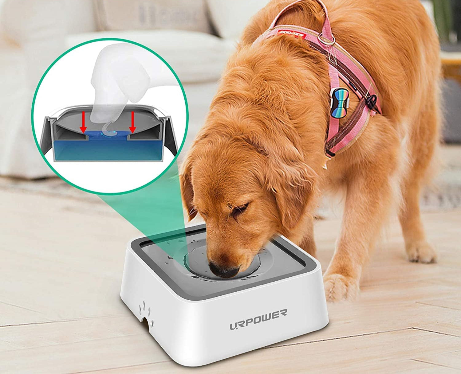 2.5L Dog Water Bowl 85Oz Large Capacity Dog Bowls No Spill Pet Water Dispenser for Messy Drinkers Splash Proof Slow Feeder Vehicle Carried Travel Bowl for Dogs, Cats &Pets