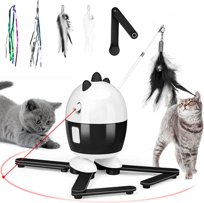 Cat Toys Interactive, Cat Light Toy and Cat Feather Toys 2 in 1, Recharge Cat Exercise Toys for Indoor Cats Automatic Cat Toys Interactive for Kitten