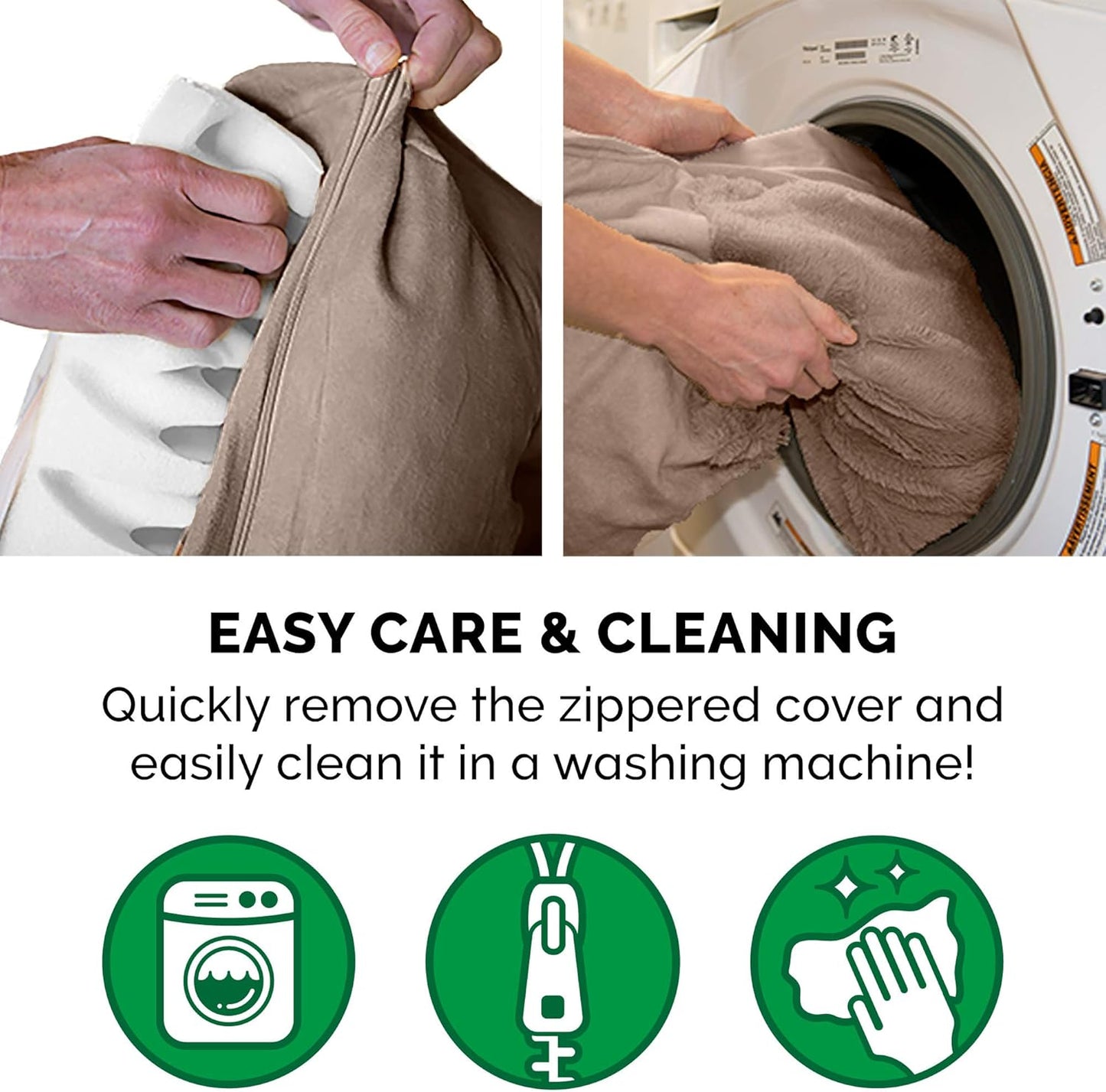 Orthopedic Dog Bed for Large Dogs W/ Removable Bolsters & Washable Cover, for Dogs up to 95 Lbs - Plush & Suede Sofa - Almondine, Jumbo/Xl