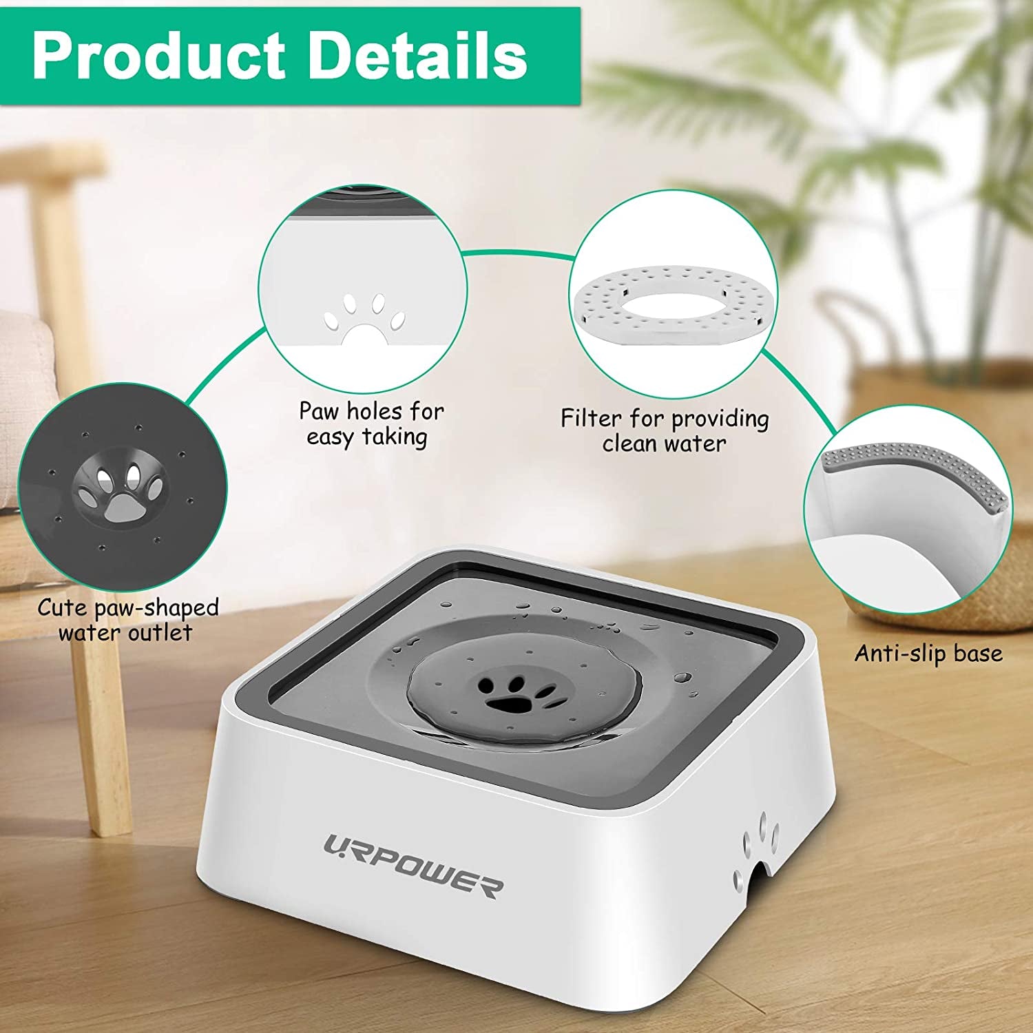 2.5L Dog Water Bowl 85Oz Large Capacity Dog Bowls No Spill Pet Water Dispenser for Messy Drinkers Splash Proof Slow Feeder Vehicle Carried Travel Bowl for Dogs, Cats &Pets